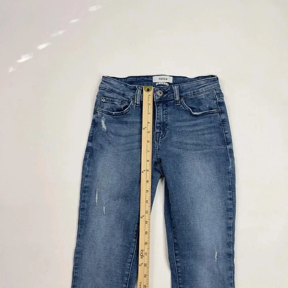PISTOLA Women’s Arielle Skinny Jeans Scissor Cut Raw Hem Light Wash deni… - Picture 8 of 13
